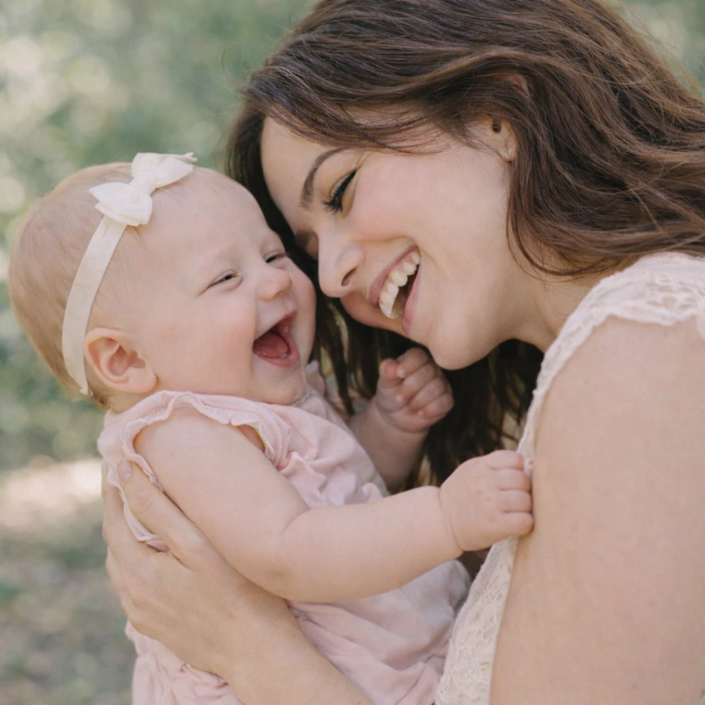 Mother laughing with kid